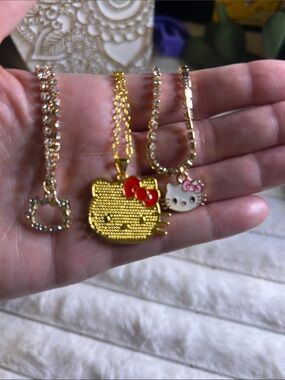 3 Hello Kitty Pendant Necklaces